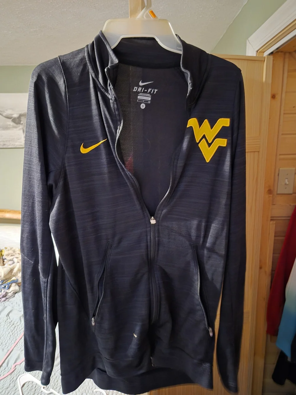 Nike Women's Navy Dri-FIT Full-Zip Jacket with Gold WV Logo